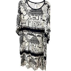 Vintage White/Black Gunit Fashion Dress - Size 1X (EUC)